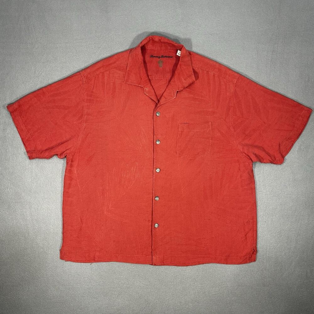 Tommy Bahama 100% Silk Camp Shirt Red Hawaiian Casual Men’s XL